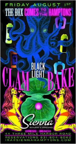 black light clam bake at sienna