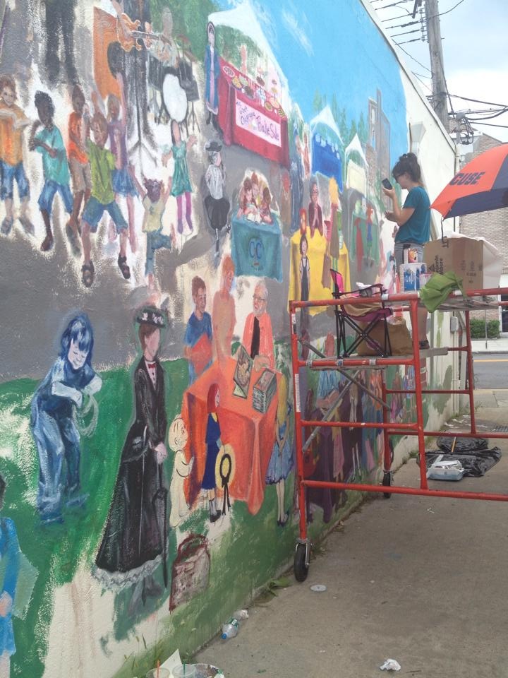 Sophie Mendelson painting mural in Chappaqua2
