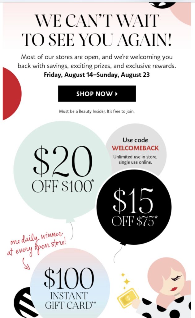 Sephora's Welcome Back Event up to $20 off orders for Beauty Insider  discount - Stacyknows