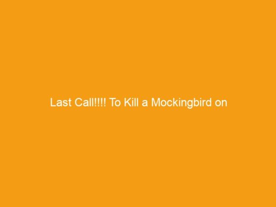 Last Call!!!! To Kill a Mockingbird on Broadway!!!! June 5th at 8pm