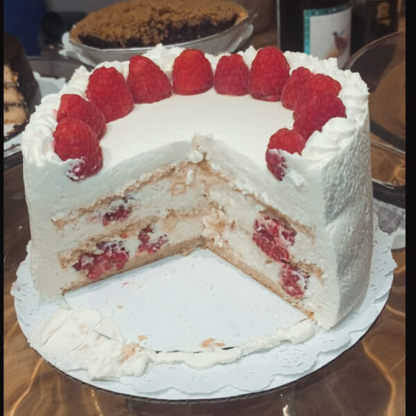 Raspberry cream cake at Seth Greenberg's just desserts