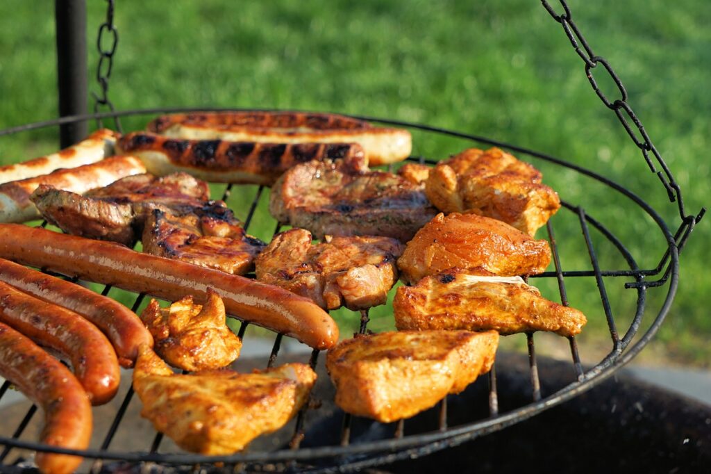 bbq grill with food