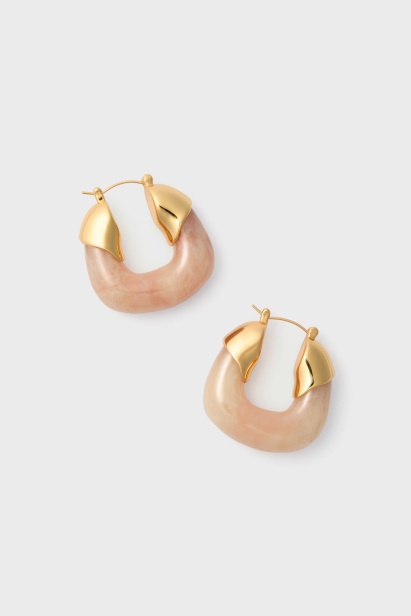 Pink Marble Organic Hoops