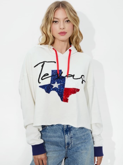 SUNNY CROPPED HOODIE - OFF WHITE MULTI - Alice And Olivia