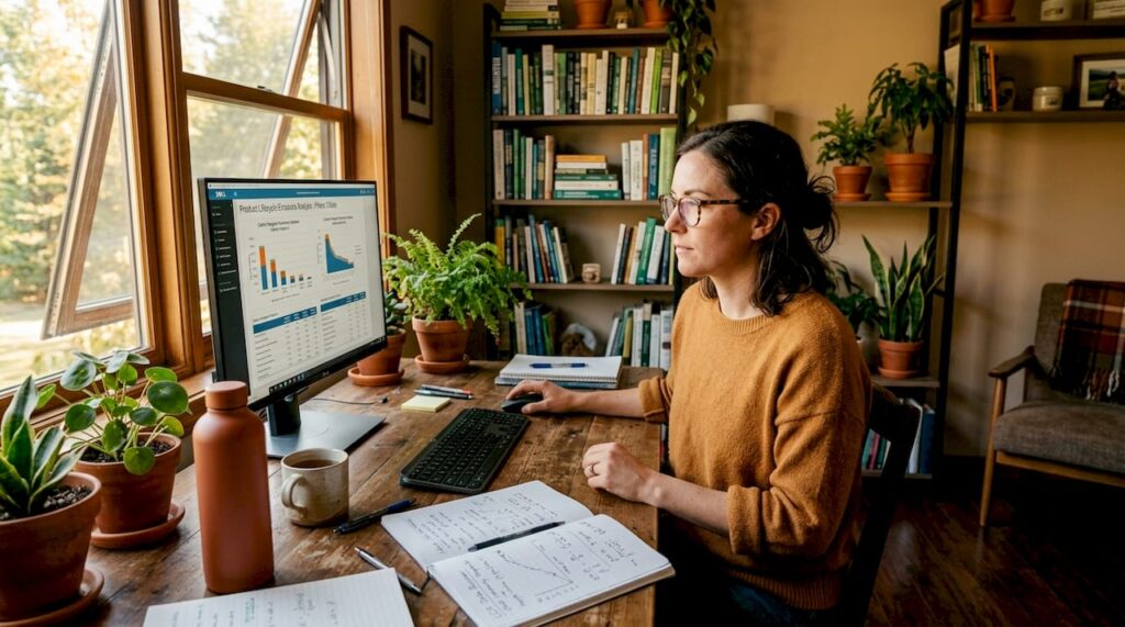 Researcher analyzing EV lifecycle emissions data