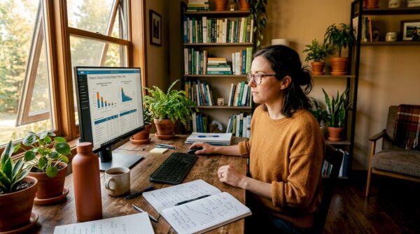 Researcher analyzing EV lifecycle emissions data