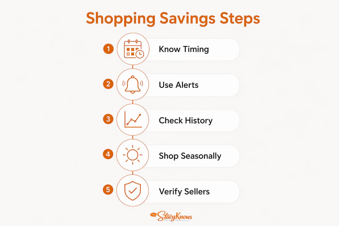Infographic showing key steps for maximizing shopping savings