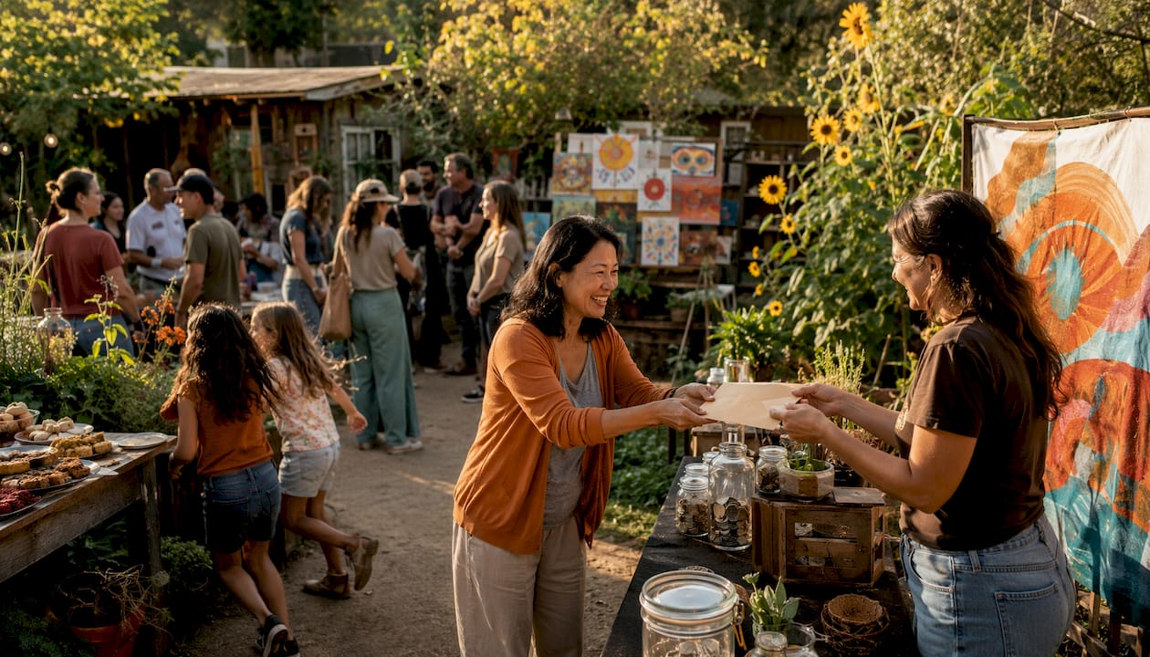 Outdoor community charity event in park