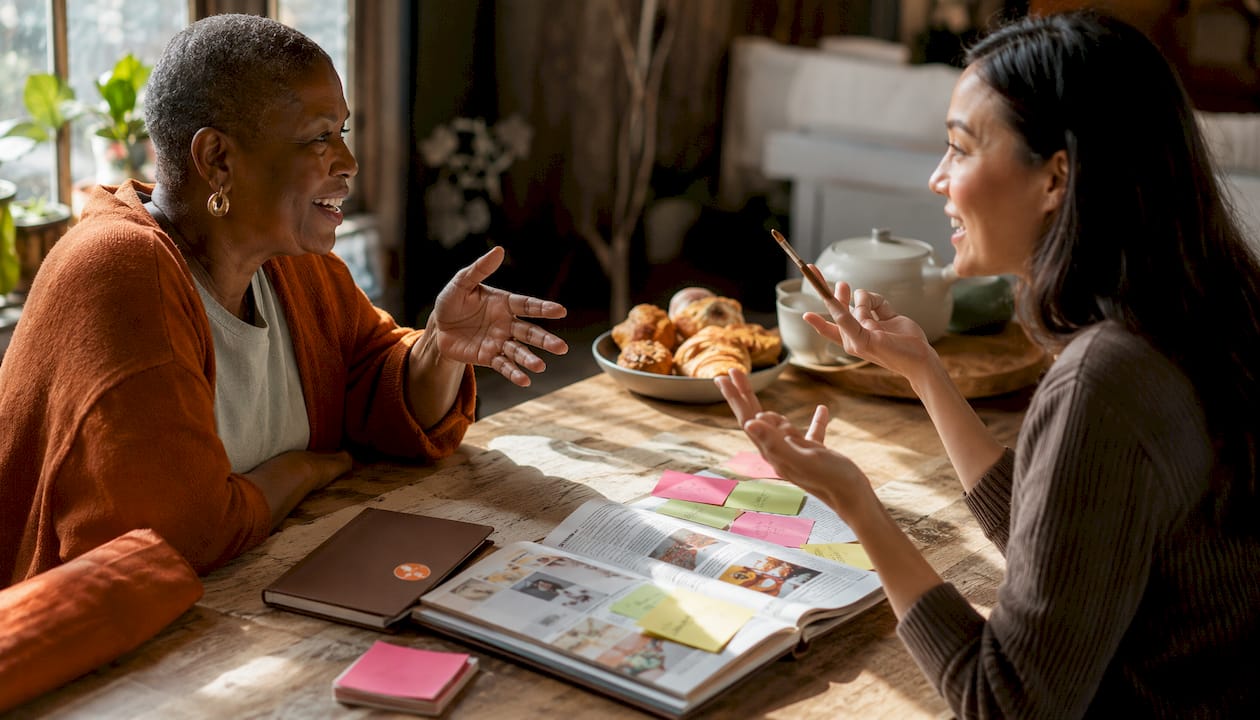 Hands collaborating on personalized gift ideas