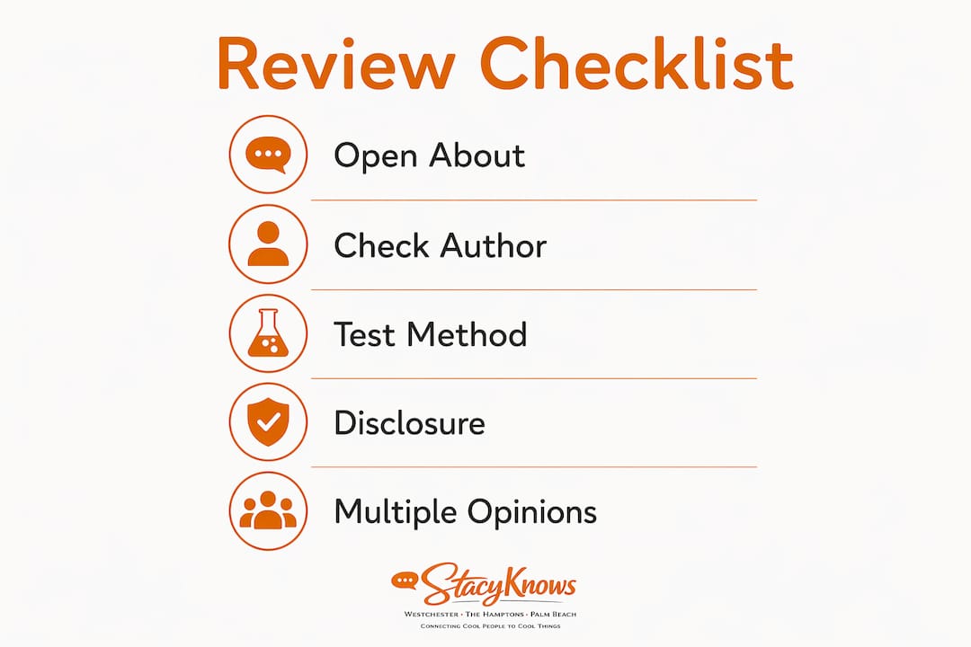 Infographic illustrating 5-step product review checklist