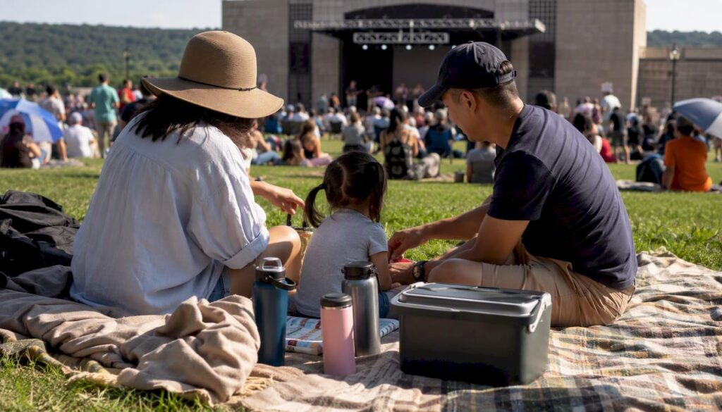 Family picnic at summer festival in Westchester
