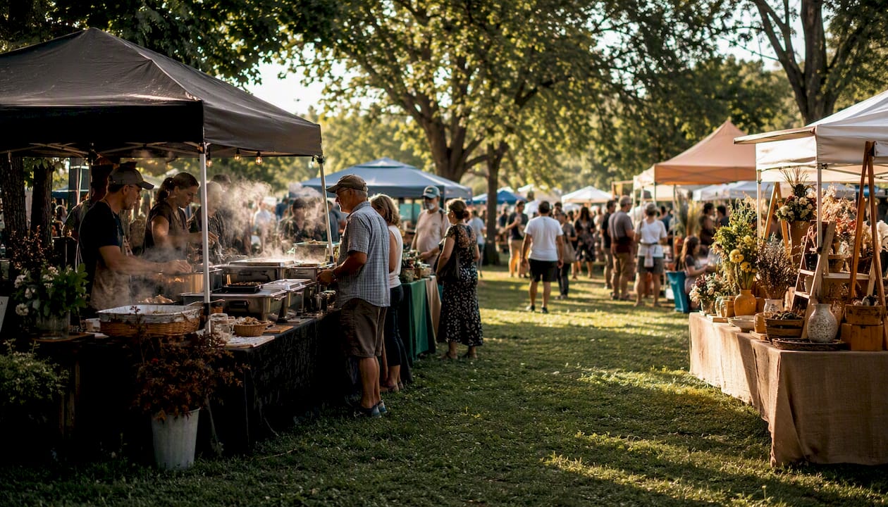 Food and craft vendors at heritage festival