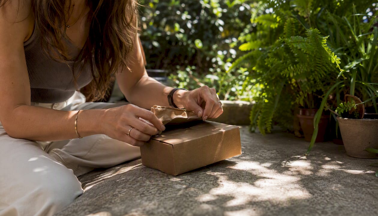 Hands unpackaging product for content creation