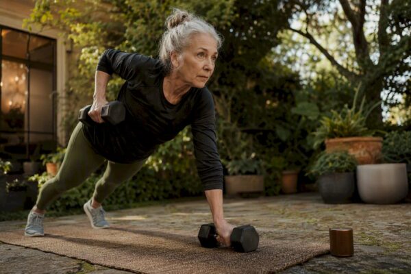 Older woman doing resistance training