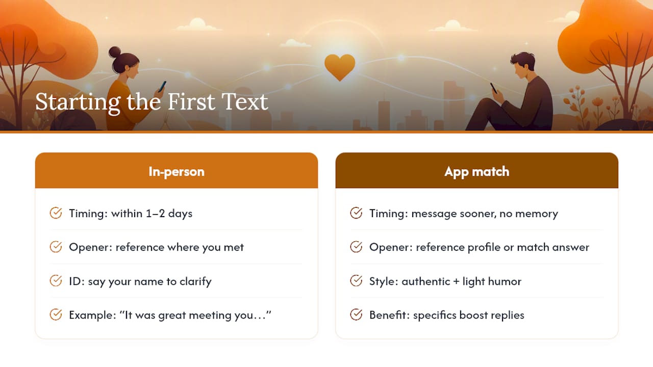How to Start Texting After Matching or Getting a Number — overview diagram