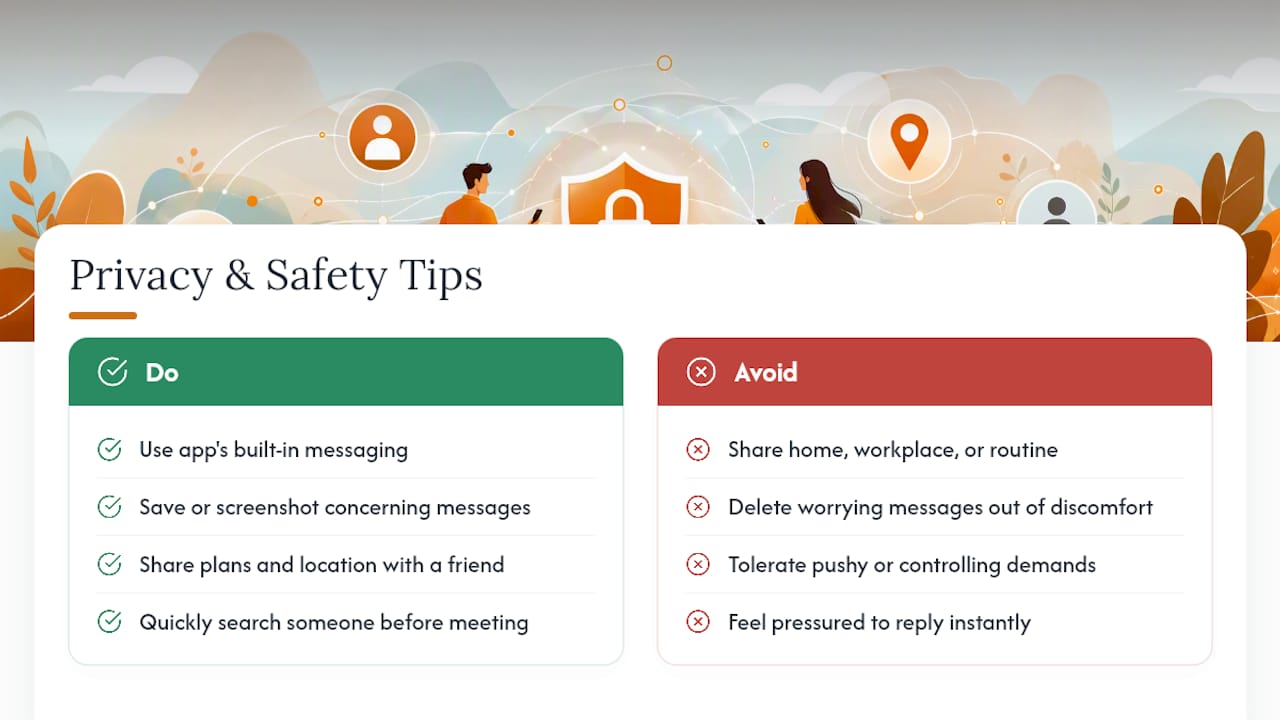 Privacy and Safety When Texting Someone New — overview diagram