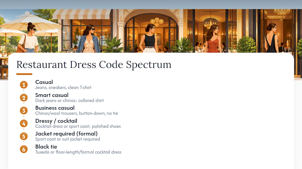 Restaurant dress code formality spectrum