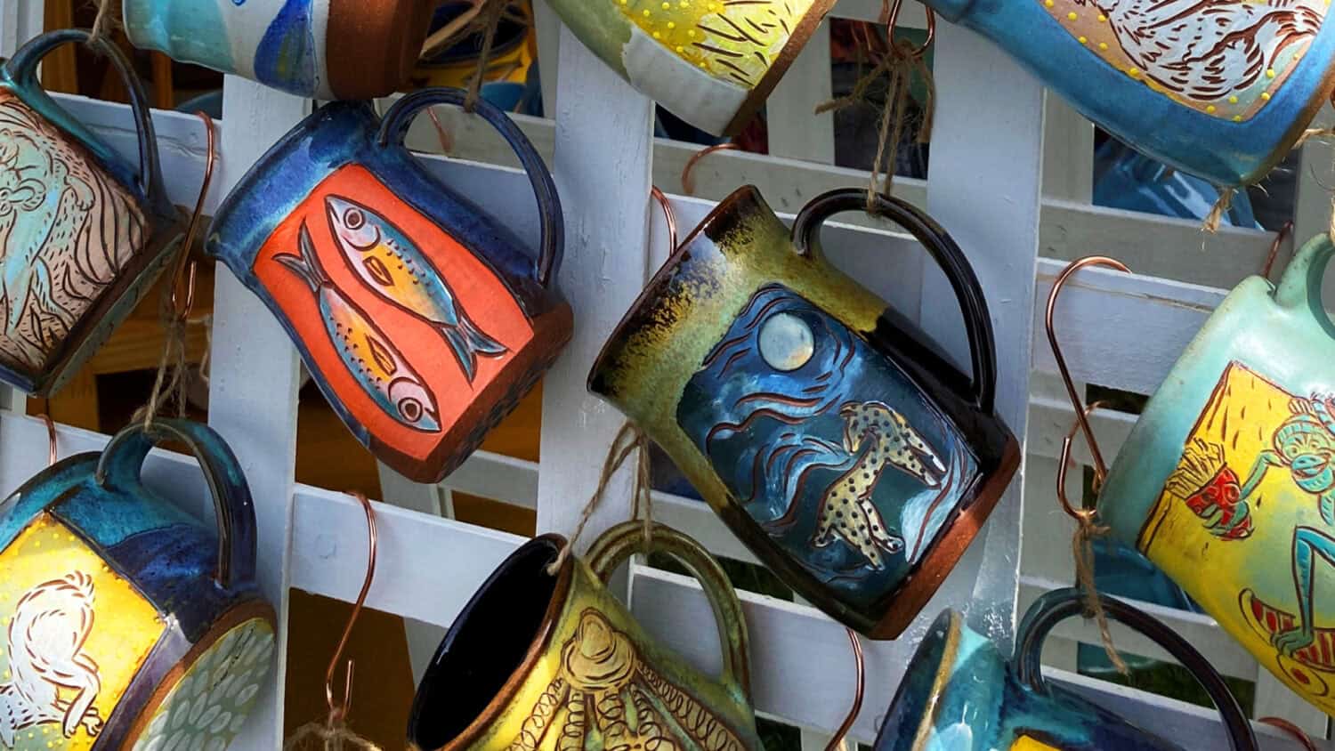 Handmade crafts displayed at the Fall Crafts show at Lyndhurst Mansion