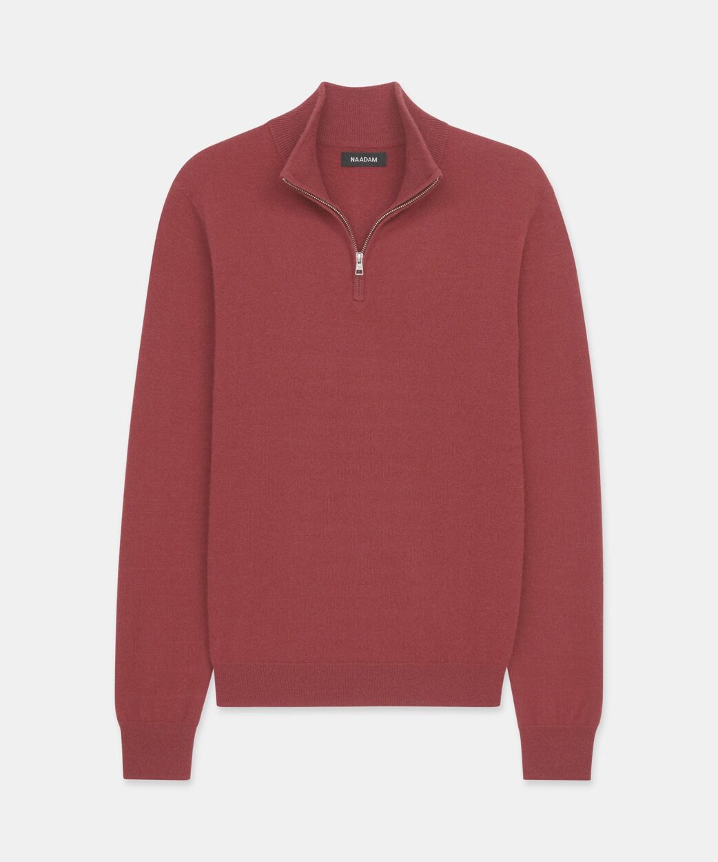 NAADAM Signature Cashmere Quarter Zip in Crimson Red