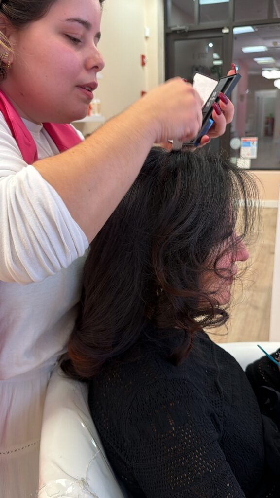 Stacy with a fresh blowout