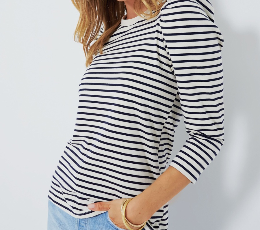 Navy Striped Vesty Crewneck