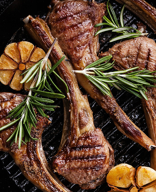 Lamb chops with rosemary and roasted garlic at Lefkes at The Modern