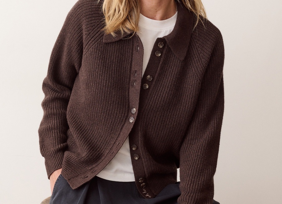 Parker Collared Cardigan, chocolate