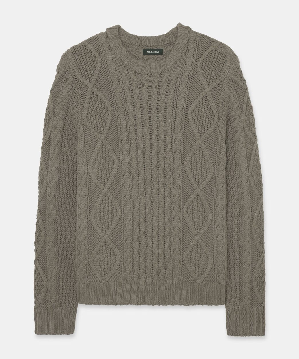 NAADAM Textured Cotton Cable Crewneck in army green