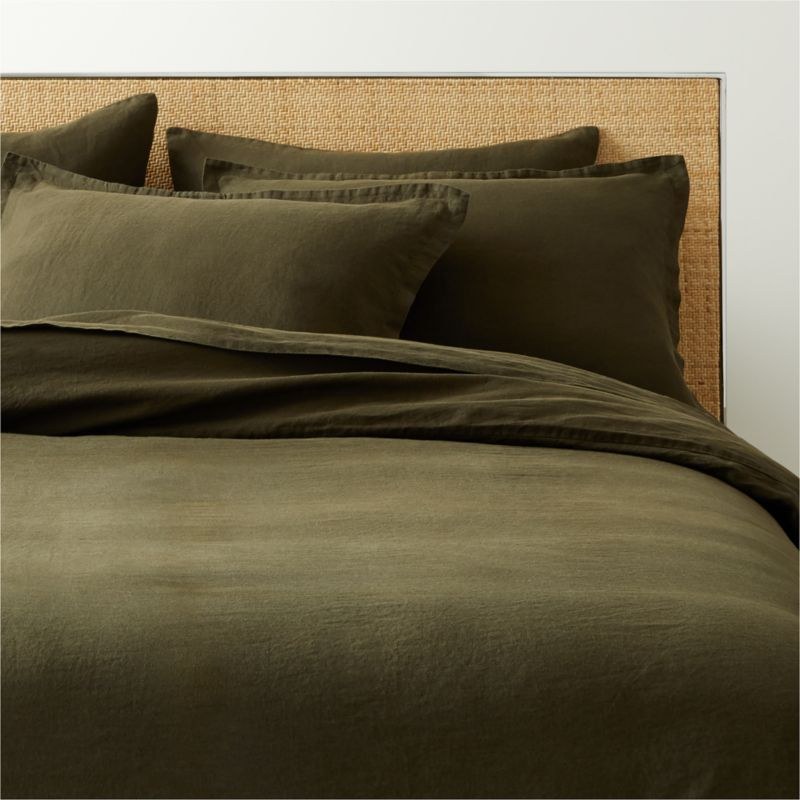 A Forest Green Linen Duvet Cover