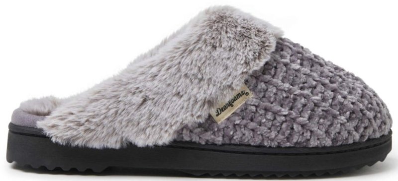 Dearfoams chunky cable knit scuff slipper in grey