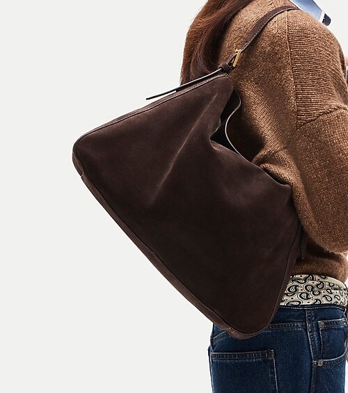 J.Crew Berkeley large shoulder bag in brown suede