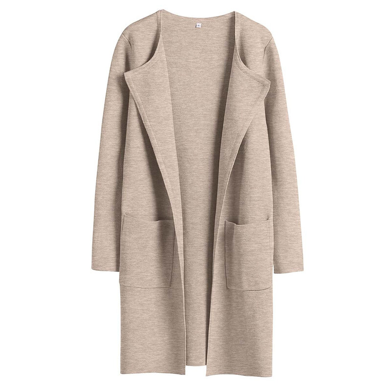 ANRABESS Open-Front Knit Coatigan