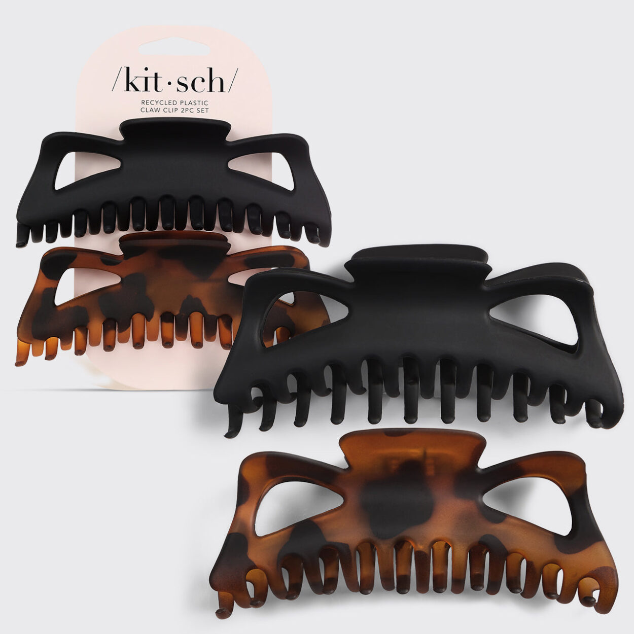 Kitsch Jumbo Classic Claw Clips in black and tortoise
