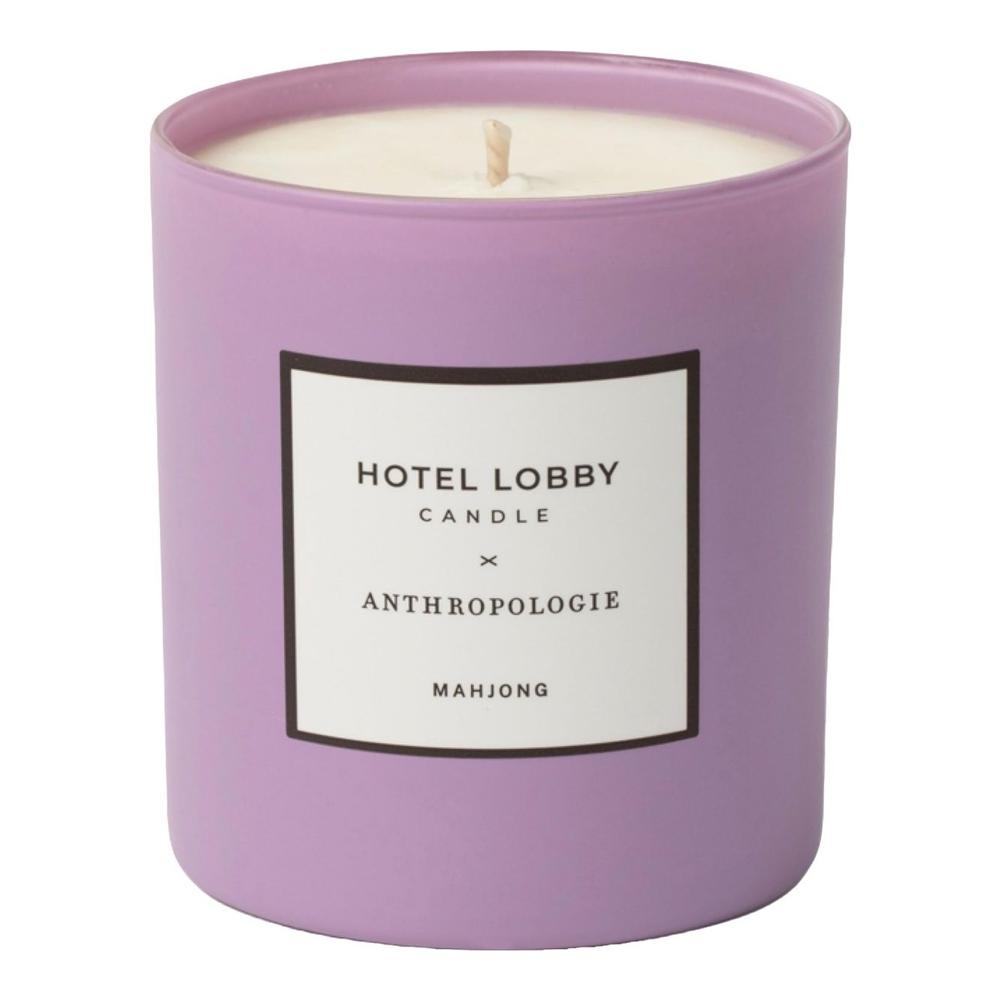 Hotel Lobby mahjong candle in a lavender vessel