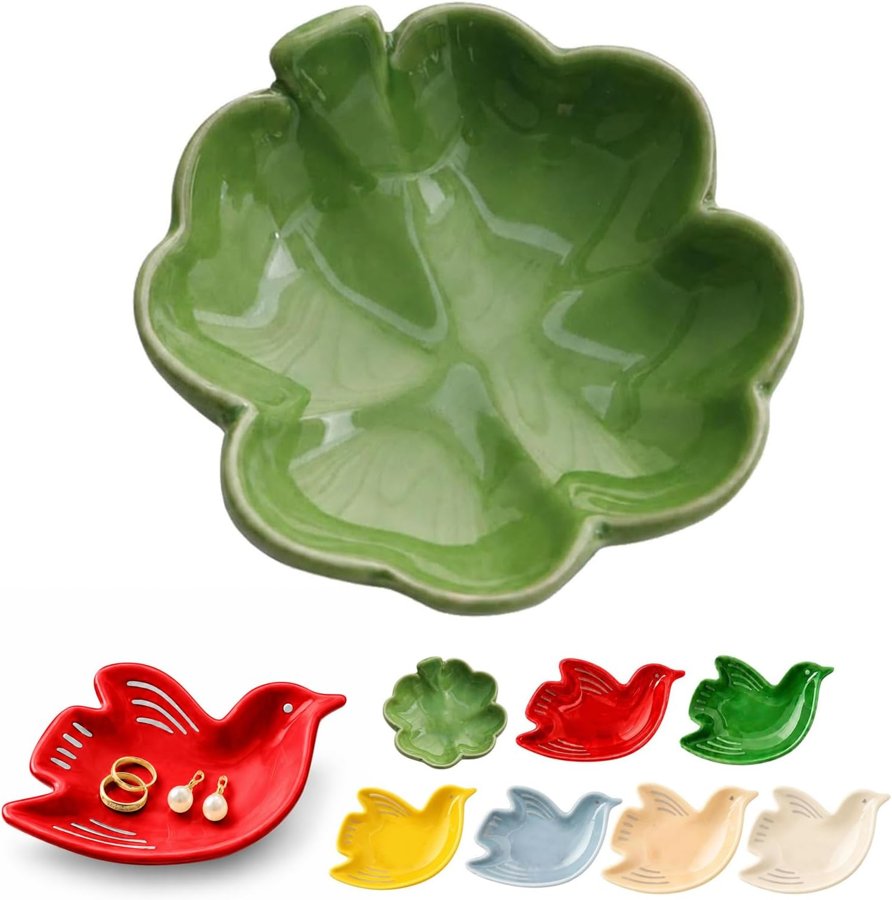 Ceramic bird mahjong dice and trinket dish