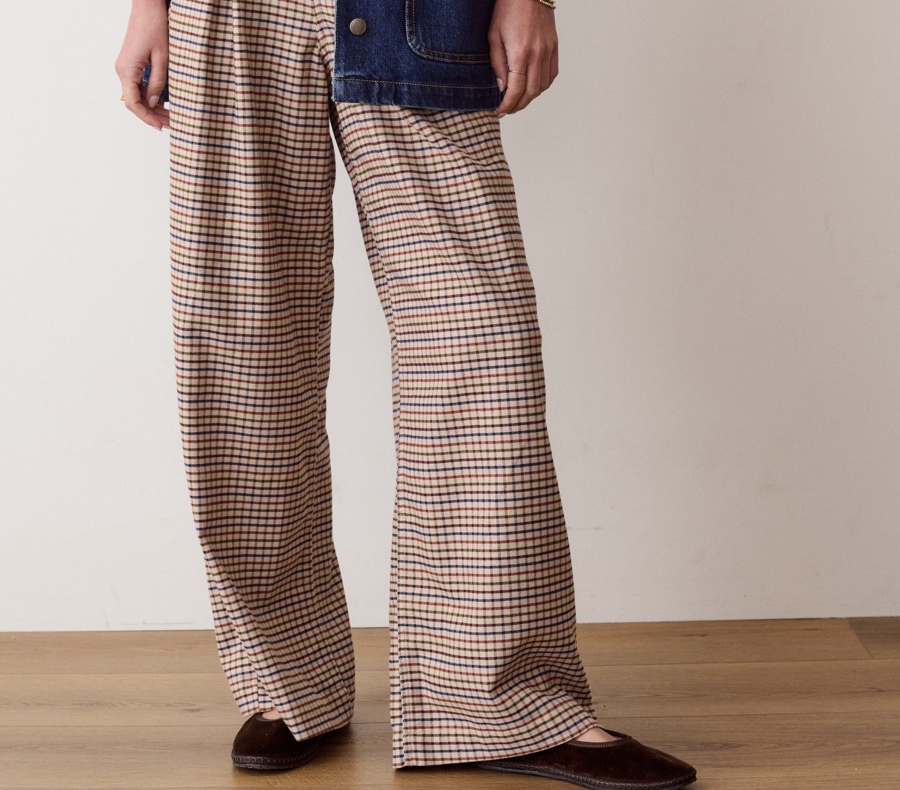 Allison Pleated Moleskin Trouser, fall check